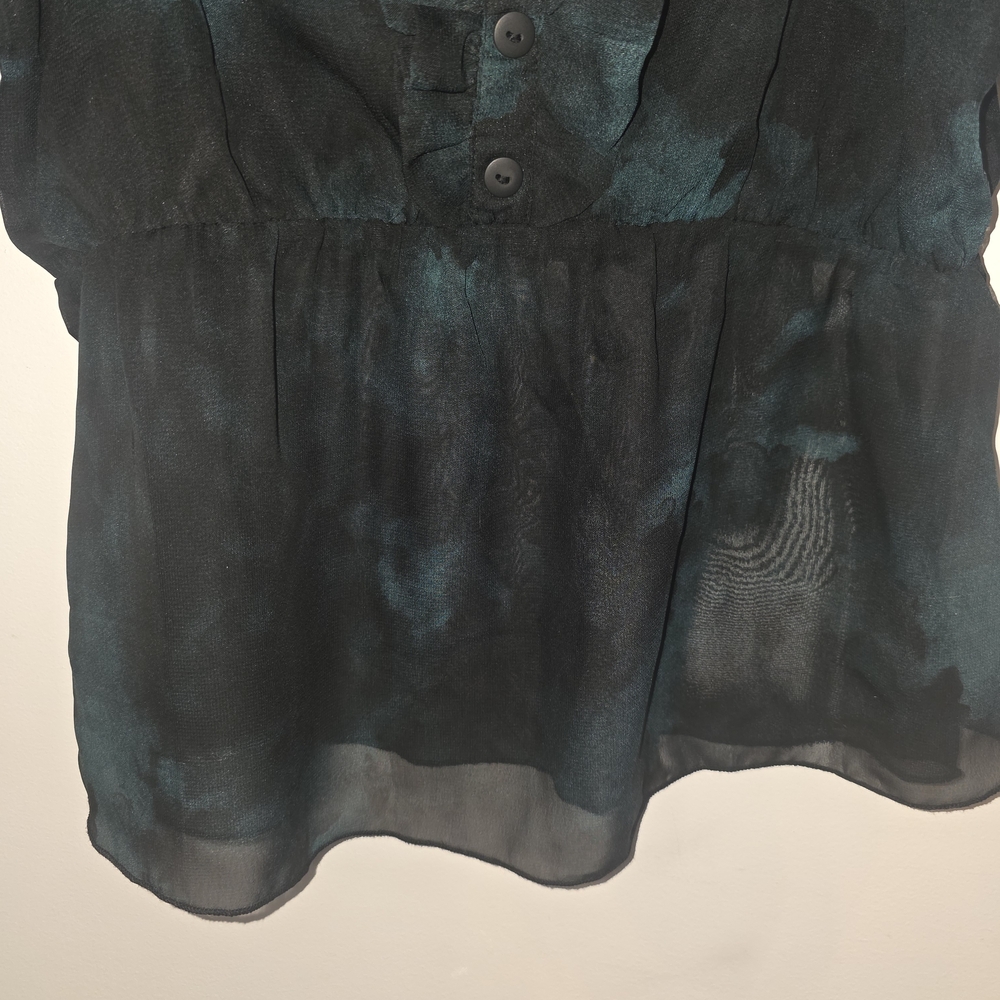 Disturbia Black Sheer Ruffle Scoop Neck Peplum Top - Picture 2 of 11
